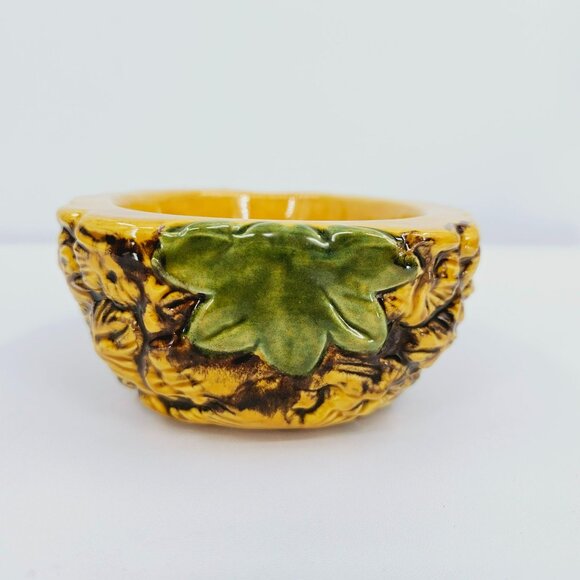 Pineapple Studio Pottery Artist Signed LL Vintage 1983 Yellow Green Brown Bowl - Picture 4 of 12